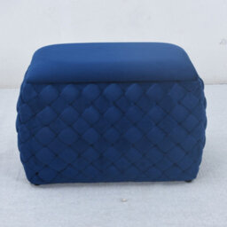 Plumeo Velvet Storage Ottoman - Dark Blue - thumbnail 3