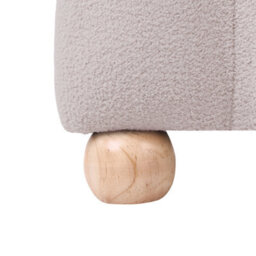 Wyld And Coco Boucle Teddy Pouffe Off-White Rectangular Ottoman With Round Wooden Legs, Ribbed Upholstery, 49 X 38 X 46 Cm - thumbnail 6