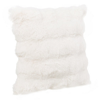 Living And Home Elegant Warm Luxurious Plush Textured Throw Pillow Cover Pillowcase Pure White Easy Care 43Cm W X 43Cm D - image 1