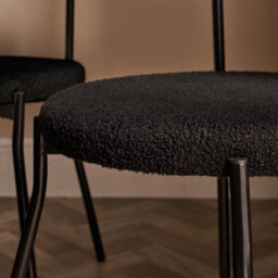 Ohs Boucle Accent Dining Chair Padded Seat With Metal Legs - Black - thumbnail 3