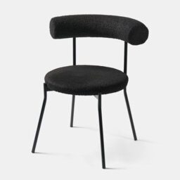 Ohs Boucle Accent Dining Chair Padded Seat With Metal Legs - Black - thumbnail 5