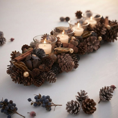 Garden Greatness Pinecone Foliage Tealight Holder - image 1