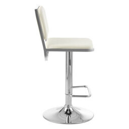 Orsina White Seat And Chrome Base Bar Stool, Adjustable Height Kitchen Bar Stool, Footrest Swivel Barstool - thumbnail 3