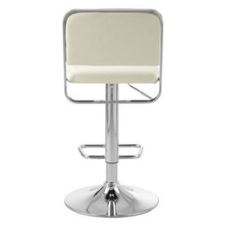 Orsina White Seat And Chrome Base Bar Stool, Adjustable Height Kitchen Bar Stool, Footrest Swivel Barstool - thumbnail 4