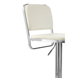Orsina White Seat And Chrome Base Bar Stool, Adjustable Height Kitchen Bar Stool, Footrest Swivel Barstool - thumbnail 5
