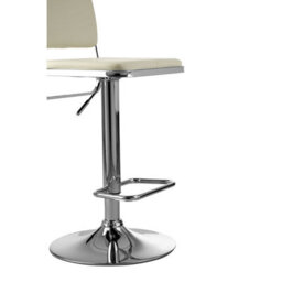 Orsina White Seat And Chrome Base Bar Stool, Adjustable Height Kitchen Bar Stool, Footrest Swivel Barstool - thumbnail 6