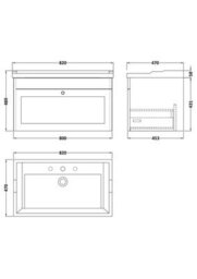 Balterley Swynnerton Traditional 1 Drawer Wall Hung Vanity Unit With Basin, Satin White, 800mm - thumbnail 2