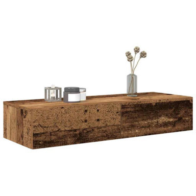 Vidaxl Wall Shelf With Drawers Old Wood 100X36X19 Cm Engineered Wood - image 1