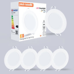 Paul Russells Led Round Panel Ceiling Lights, 8W 750 Lumens, Spotlights, Ip20, 6500K Day Light, Pack Of 4 - thumbnail 1