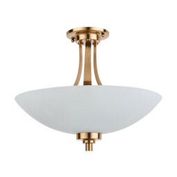 Loops Elegant Semi Flush Ceiling Light With Brushed Aged Brass Finish And White Glass Shade - thumbnail 7