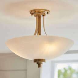 Loops Elegant Semi Flush Ceiling Light With Brushed Aged Brass Finish And White Glass Shade - thumbnail 2