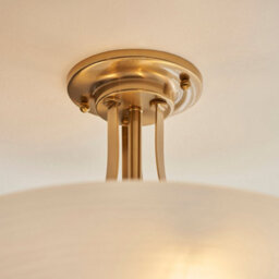 Loops Elegant Semi Flush Ceiling Light With Brushed Aged Brass Finish And White Glass Shade - thumbnail 4