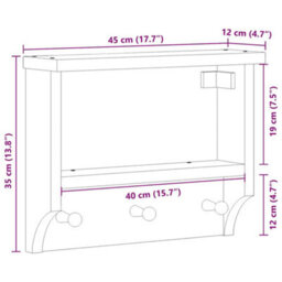 Vidaxl Wall-Mounted Coat Rack Sandnes 45X12X35 Cm Solid Wood Pine - thumbnail 3