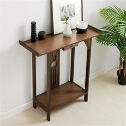 Industrial Console Table Rustic Wood Side Table Hallway Storage Shelf W/ Drawers - thumbnail 3