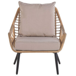 Beliani Bistro Set With Cushions Laureto Pe Rattan Natural - thumbnail 4