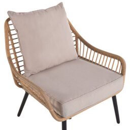 Beliani Bistro Set With Cushions Laureto Pe Rattan Natural - thumbnail 7