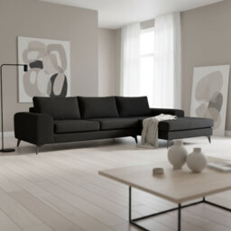 Abakus Direct Venice Corner Sofa In Black Right Facing With Deep Seats And Extra-Wide Padded Arms - thumbnail 8