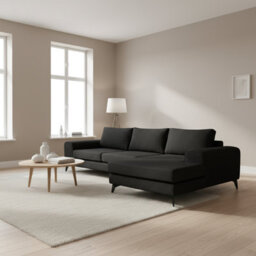 Abakus Direct Venice Corner Sofa In Black Right Facing With Deep Seats And Extra-Wide Padded Arms - thumbnail 9