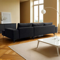 Abakus Direct Venice Corner Sofa In Black Right Facing With Deep Seats And Extra-Wide Padded Arms - thumbnail 4