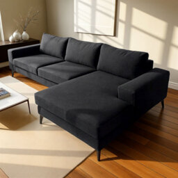 Abakus Direct Venice Corner Sofa In Black Right Facing With Deep Seats And Extra-Wide Padded Arms - thumbnail 6
