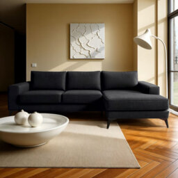 Abakus Direct Venice Corner Sofa In Black Right Facing With Deep Seats And Extra-Wide Padded Arms - thumbnail 5