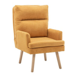 Living And Home Yellow Chenille Upholstered Lounge Chair With Footstool - thumbnail 4