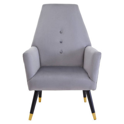 Orsina Grey Velvet Button Chair, Highback Velvet Buttoned Chair, Long-Lasting Velvet Dining Armchair - image 1