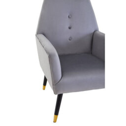 Orsina Grey Velvet Button Chair, Highback Velvet Buttoned Chair, Long-Lasting Velvet Dining Armchair - thumbnail 6