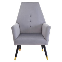 Orsina Grey Velvet Button Chair, Highback Velvet Buttoned Chair, Long-Lasting Velvet Dining Armchair - thumbnail 1