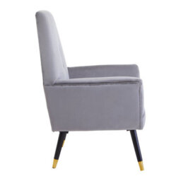 Orsina Grey Velvet Button Chair, Highback Velvet Buttoned Chair, Long-Lasting Velvet Dining Armchair - thumbnail 3