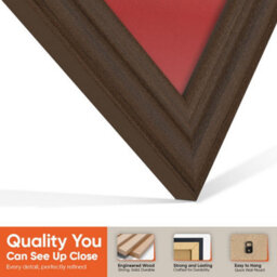 "16X16"" Walnut Classic Vinyl Record Frame With Crimson Mount For 12 Inch Lp Disc - Ak Frames" - thumbnail 3