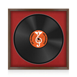 "16X16"" Walnut Classic Vinyl Record Frame With Crimson Mount For 12 Inch Lp Disc - Ak Frames"