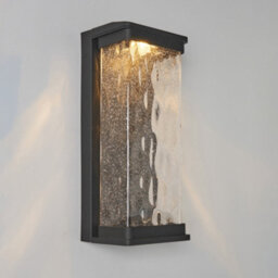 Litecraft Boyd Black Large Led Outdoor Wall Light With Water Ripple Glass - thumbnail 3