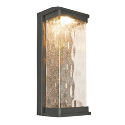 Litecraft Boyd Black Large Led Outdoor Wall Light With Water Ripple Glass - thumbnail 2