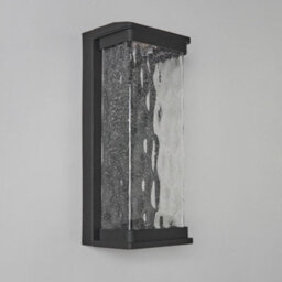 Litecraft Boyd Black Large Led Outdoor Wall Light With Water Ripple Glass - thumbnail 4