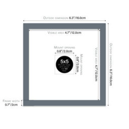 "5X5"" Grey Picture Frame - 5X5"" Square Frame With 1X1"" Mount For 5X5""/1X1"" Pictures Classic Style Frame For Home Décor, 1 Pack" - thumbnail 2