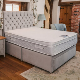 Divan Base Direct Sophia Briar-Rose Alphonsine 1000 Pocket Sprung Memory Foam Divan Bed Set 4Ft Small Double 2 Drawers Side  - Plush Light Silver - thumbnail 1