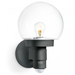 Steinel L 115 S Anthracite Classic Outdoor Wall Light Pir Motion Sensor Glass Globe Soft Light Manual Override - thumbnail 1