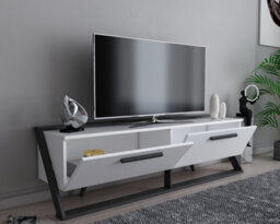 Decorotika Astrid Tv Stand Tv Cabinet Tv Unit With 2 Dropdown Cabinets - White And Anthracite - thumbnail 3