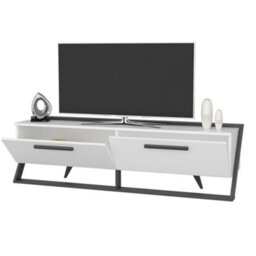 Decorotika Astrid Tv Stand Tv Cabinet Tv Unit With 2 Dropdown Cabinets - White And Anthracite - thumbnail 4