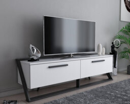 Decorotika Astrid Tv Stand Tv Cabinet Tv Unit With 2 Dropdown Cabinets - White And Anthracite - thumbnail 2
