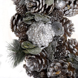 GreenBrokers Premium Quality Christmas Hanging Wreath 38Cm - Festive Silver Display With Pine Cones - thumbnail 6