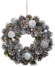 GreenBrokers Premium Quality Christmas Hanging Wreath 38Cm - Festive Silver Display With Pine Cones - thumbnail 8