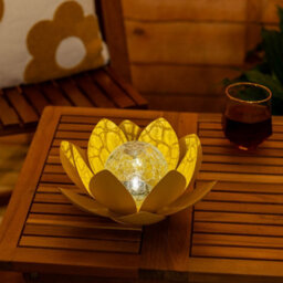 Valuelights Yellow Solar Powered Outdoor Waterlily Lotus Flower Decoration Garden Light - thumbnail 1