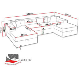 Santos U Living Room Universal Corner Sofa Bed Chipboard Polyurethane Foam Wave Springs 320X166X79Cm Grey - thumbnail 6