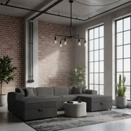 Santos U Living Room Universal Corner Sofa Bed Chipboard Polyurethane Foam Wave Springs 320X166X79Cm Grey - thumbnail 1