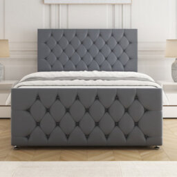 Bsspoke Maya Divan Bed Steel Plush Velvet 24Inch Headboard & Footboard 2Drawers Same Side & No Mattress In 3Ft 4Ft 4Ft6 5Ft 6Ft - thumbnail 3