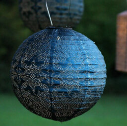 Dawsons Living, Solar Powered Led Large Garden Lantern Outdoor Light - Select Colours & Shapes - Round Moroccan Blue - thumbnail 2