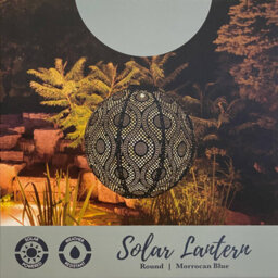 Dawsons Living, Solar Powered Led Large Garden Lantern Outdoor Light - Select Colours & Shapes - Round Moroccan Blue - thumbnail 3