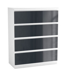 Urbn-Living Urbnliving 90Cm Tall 4 Drawer High Gloss Bedside Chest Of Drawers With Smooth Metal Runner White & Grey - thumbnail 2